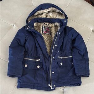 Justice Navy Blue Winter Coat with Hood and Insulation
